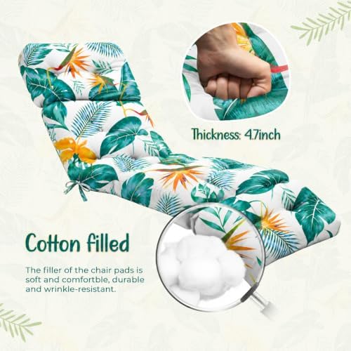 Outdoor Lounge Chair Cushions Set of 4 Waterproof 75.1 x 22.8 x 4.7" 8# - Image 6