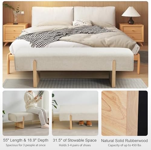 Zesthouse Solid Wood Bench for Bedroom, Modern Wooden Entryway Bench - Image 3