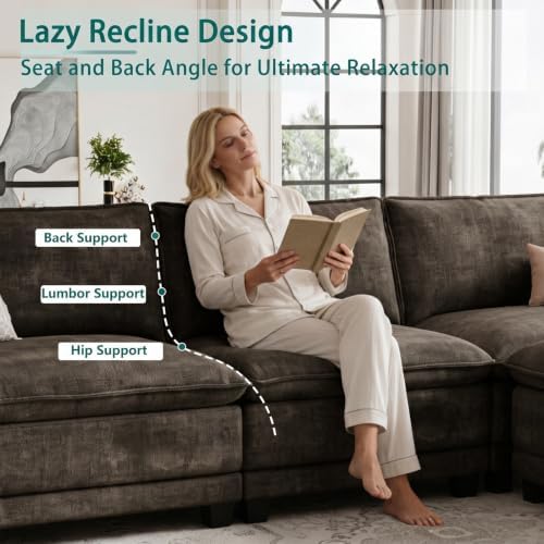 140" Modular Sectional Couch, U Shaped Cloud Sofa - Image 5