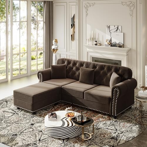 KEIKI 83" Velvet Chesterfield Sofa - Image 3