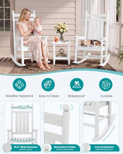 SERWALL Comfortable Outdoor Rocking Chairs Set of 3 - Image 4
