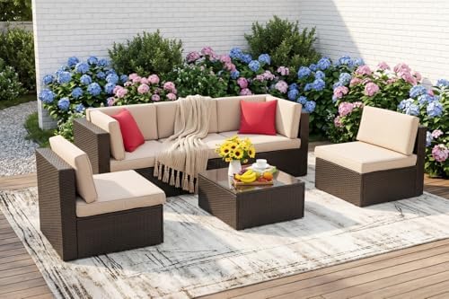 Vongrasig 6 Pieces Patio Furniture Set, Outdoor Sectional Patio Sofa Couch by Vongrasig