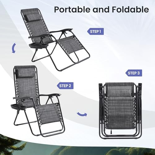 Zero Gravity Chair Set of 4 Oversized Folding Recliner, Padded Anti Gravity - Image 7