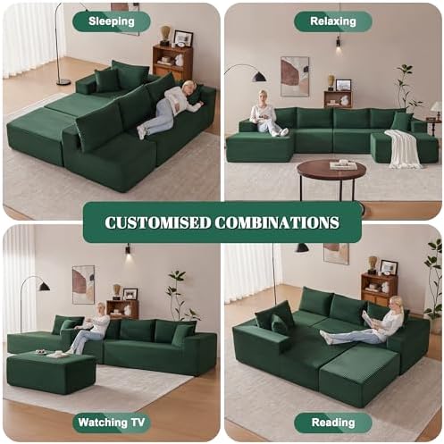 Mangodan 140” Cloud Sectional Couch, Modular Sectional Sofa - Image 4