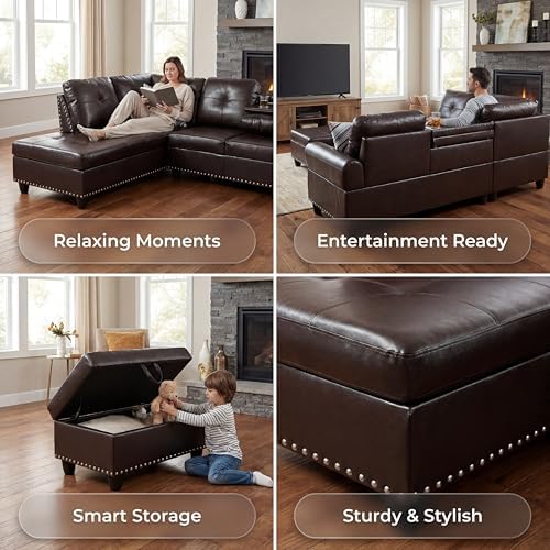 Faux Leather Sectional Couches for Living Room - Image 7