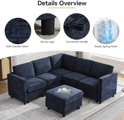 81'' V Shaped Modular Sofa, Storage Sectional Couch - Image 4