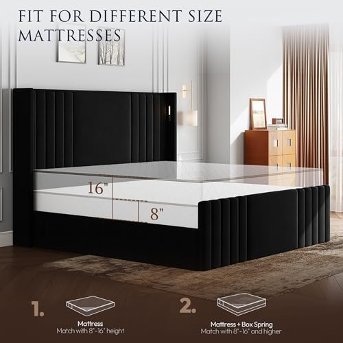 55" Tall Queen Size Platform Bed Frame - Image 5