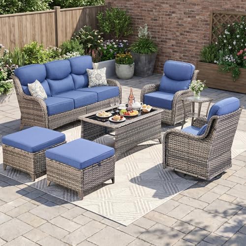 Swivel Patio Chairs sofa Set of 7 by Bellefurn