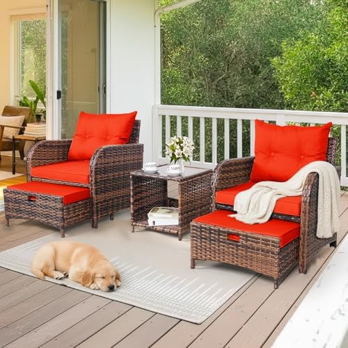 5 Pieces Wicker Patio Chairs Set - Image 2
