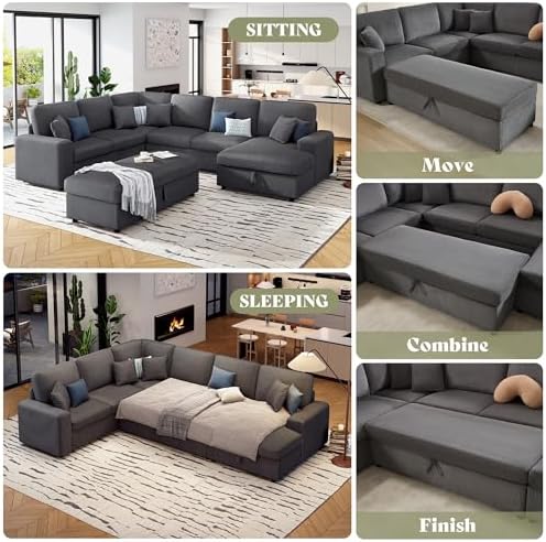 130" Sectional Couches for Living Room, Modular Sectional Sofa - Image 3