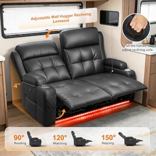 Reclining Loveseat Sofa, RV Loveseats Recliner Sofas Wall Hugger, Double - Image 5