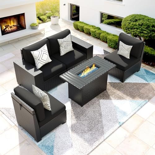 Patio Furniture Set with 44'' Fire Pit Table by VonzoyHome
