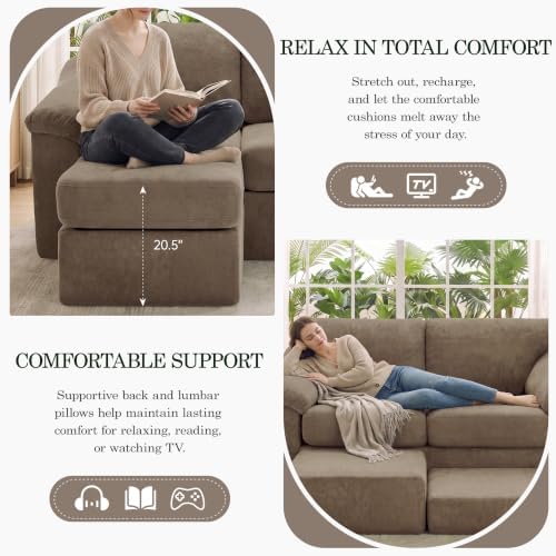 L Shaped Boneless Couch, Modern Loveseat Sofa - Image 4