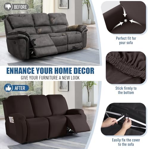 TAOCOCO Recliner Sofa Slipcover, 3 Pieces Polyester Fabric Stretch Sofa Covers - Image 5