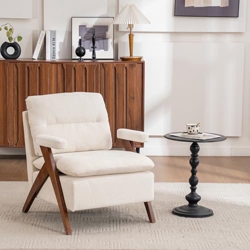 Mid Century Modern Accent Chair, Comfy Solid Wood Armchair by DRKAT