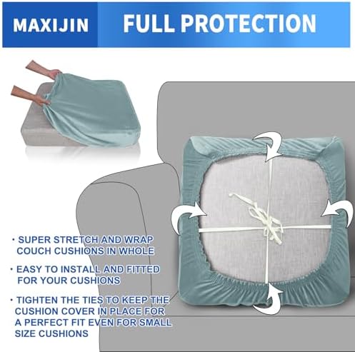 MAXIJIN Velvet Stretch Seat Cushion Covers Couch Cushion Cover - Image 5