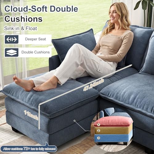 Hanherry 107" Cloud Couch Sectional Modular Sofa, Deep Seat Couches - Image 2