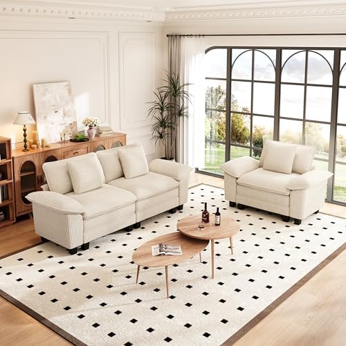 PHI VILLA 2-Piece Modular Loveseat Couch and Chair Set Setional Sofa - Image 2