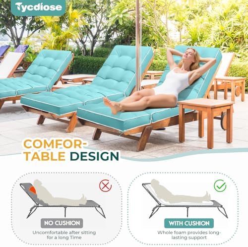 Outdoor Chaise Lounge Chair Cushion, Waterproof Non-Slip Patio Chaise Lounge - Image 4