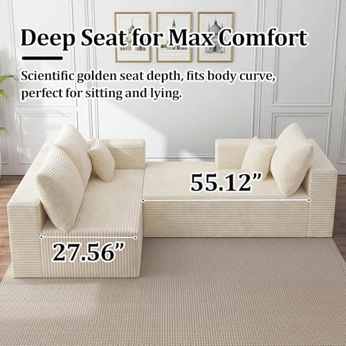 92.5" Modular Sectional Sofa, L-Shaped Cloud Couch - Image 6