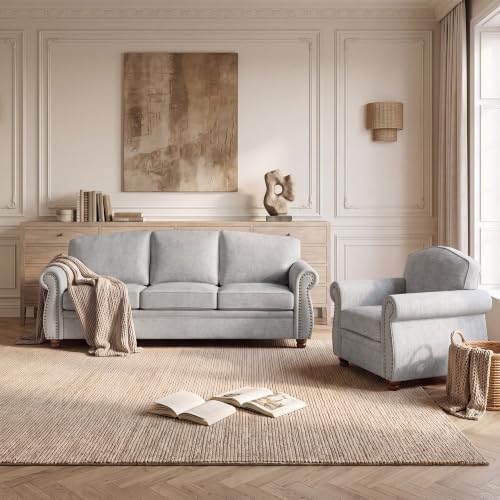 Traditional Chenille Couch Sofas - Image 7