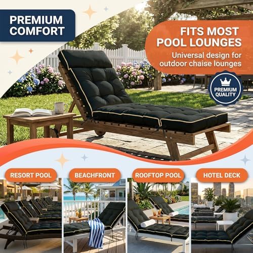 MAGIC ELEPHANT Chaise Lounge Cushion Outdoor, Memory Foam Patio Lounge Chair - Image 6