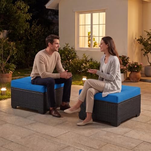 Aoxun 2 Piece Patio Sofa Ottomans - Image 6