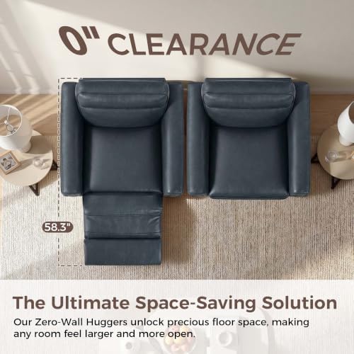 KISLOT Zero Wall Power Loveseat Recliner Sofa, Wall Hugger Faux Leather - Image 3