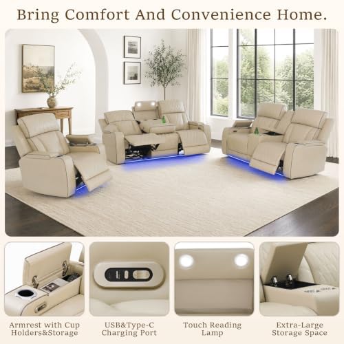 Leather Power Recliner Sofa Set - Image 3