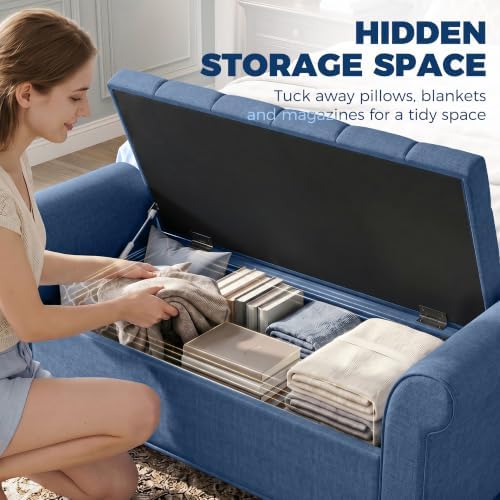 HOMCOM 47" Storage Ottoman End of Bed Bench - Image 4