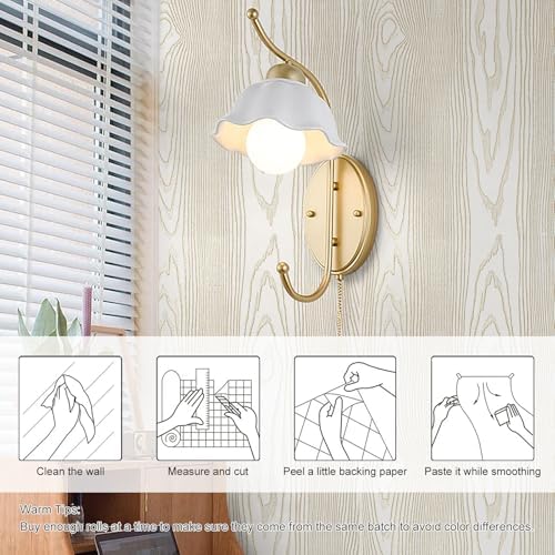 Yun-aeon Beige and Gold Wood Contact Paper Wooden Peel and Stick Wallpaper - Image 3
