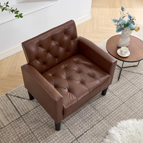 TYBOATLE Leather Accent Chair, Tufted Armchair - Image 6