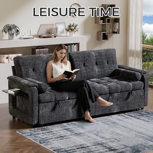 86'' Sleeper Sofa Bed with Side Table & Adjustable Backrest - Image 6