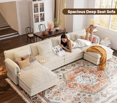 ELUCHANG 150" Oversized Modular Sectional Sofa, Comfy Deep Seat Cloud Couch - Image 6