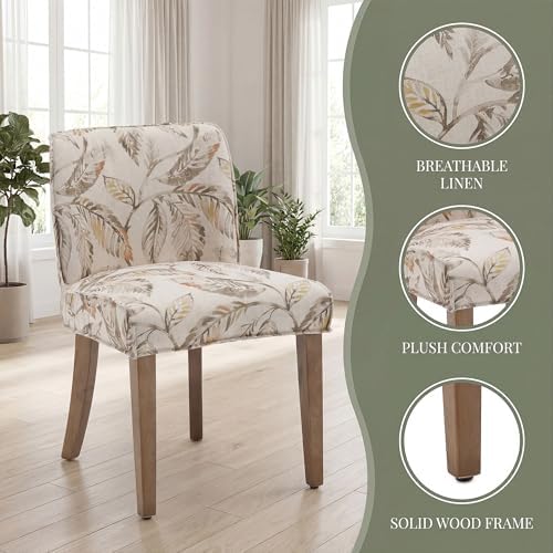 Dining Room Chairs Set of 6, Linen Fabric Floral Pattern Kitchen Chairs - Image 5