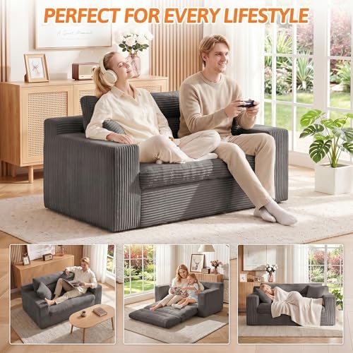 Erament Boneless Loveseat Sofa Couch, 2 in 1 Convertible Sofa Bed - Image 5