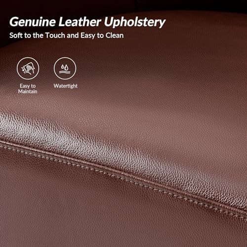HULALA HOME Genuine Leather Swivel Accent Chair - Image 4