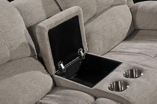 Betsy Furniture Soft Microfiber Reclining Sofa Set, Drop Down Table, Cupholder - Image 5