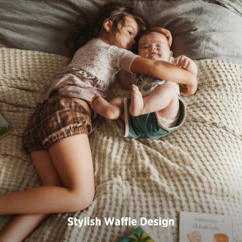 Bedsure Cooling Waffle Blanket for Hot Sleeper, Warm Taupe - Image 5