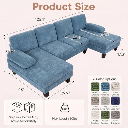 Homall 105" U-Shaped Sectional Couches, Sofa Couch - Image 2