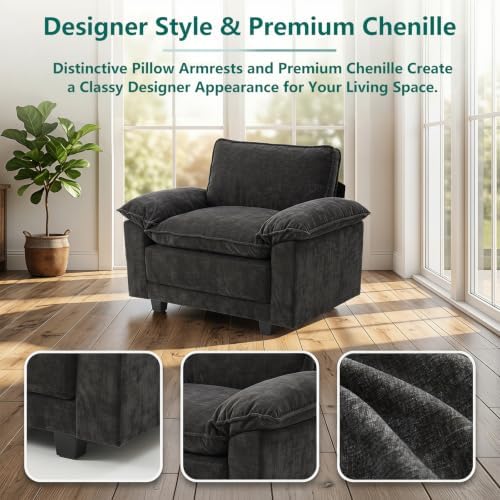Modern Cloud Single Sofa, Comfy Chenille Couch - Image 5