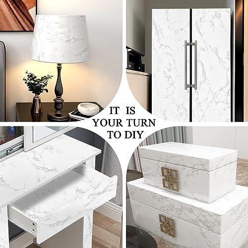 practicalWs Glossy Marble Contact Paper White Peel and Stick - Image 5