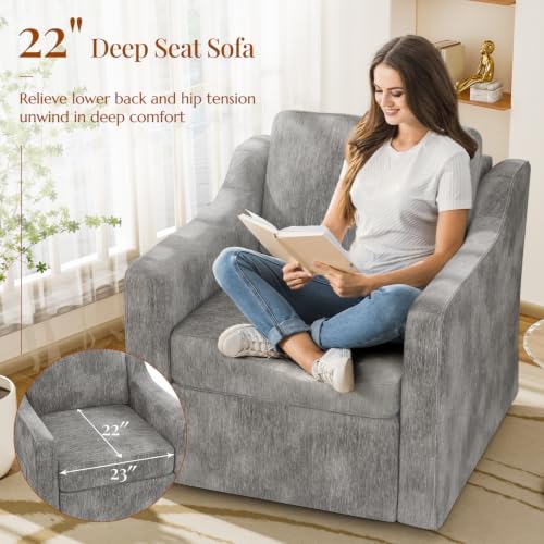 360°Swivel Accent Chair with Lumbar Support, Swivel Armchair with Deep Seat - Image 4