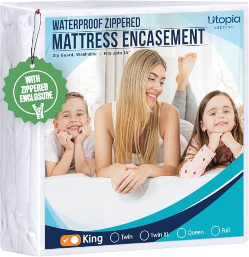 Utopia Bedding King Size Mattress Protector Zippered, 100% Waterproof by UTOPIABEDDING