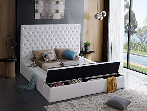 Meridian Furniture Bliss Collection Modern | Contemporary Velvet Upholstered Bed - Image 7