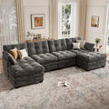 116.5" Modular Sectional Cloud Couch, U Shaped Tufted Sofa by Unknown