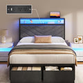 Fluest Twin Bed Frame with Storage Drawers, Upholstered Headboard with Charging by Fluest