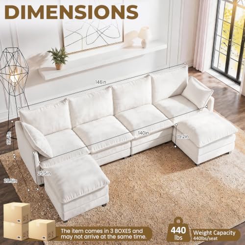 LEVELEVE 146" U-Shape Modular Sofa - Image 2