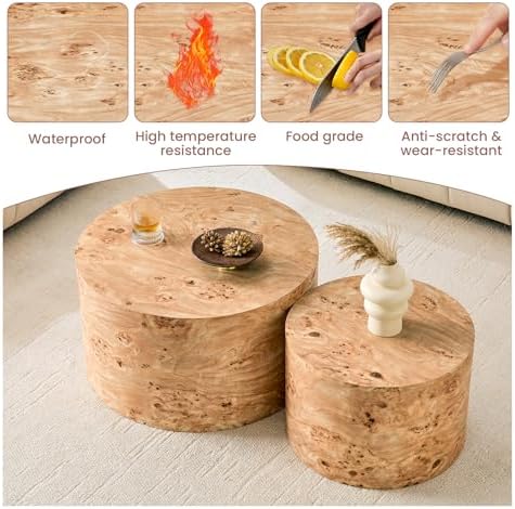 LKTART Round Nesting Coffee Table Set of 2 - Image 6