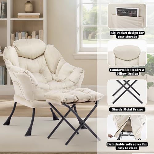 Lazy Chair with Ottoman, Comfy Reading Chair - Image 4